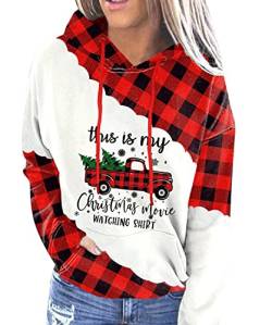 For G and PL Damen Christmas Kapuzenpullover Langarm Weihnachten Hoodie mit Tasche S von For G and PL