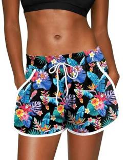 For G and PL Damen Elegant Boardshort Sportlich Für Schwimmen Und Printing Boardshort Blume tropisch S von For G and PL