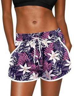 For G and PL Damen Elegant Boardshort Sportlich Für Schwimmen Und Printing Boardshort Blumen Lilie S von For G and PL