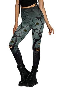 For G and PL Damen Halloween Leggings Hohe Taille Bedruckte Bunt Geist Muster Skinny Hosen L von For G and PL