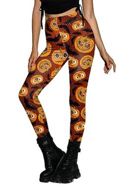 For G and PL Damen Halloween Leggings Hohe Taille Bedruckte Sexy Kürbis Muster Skinny Hosen L von For G and PL