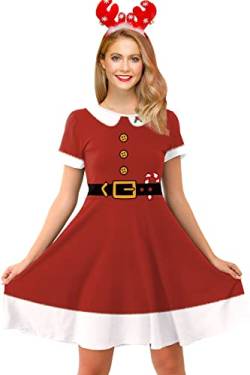 For G and PL Damen Weihnachten Kleider Midi Weich Kleid Lustig Druck Tunika Kleid XXL von For G and PL