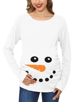 For G and PL Frauen Weihnachten Mutterschaft Langarm Schwangerschaft Shirt, Schneemann, Mittel von For G and PL