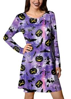 For G and PL Halloween Damen Soft Tunika Rundhals Bedrucke Schlafkleid Lang Shirt Blusenkleid Hexe S von For G and PL