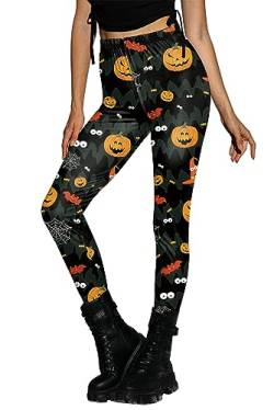 For G and PL Halloween Drucken Schlank Fit Party Hosen Leggings Frauen Leggins Elastizität Kürbis XL von For G and PL