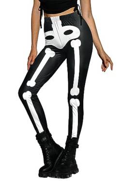 For G and PL Halloween Drucken Schlank Fit Skinny Hosen Leggings Frauen Leggins Elastizität Skelett M von For G and PL