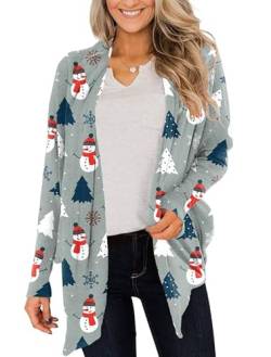 For G and PL Strickjacke Frauen Lang Elegant Cardigan Weihnachten Schneeflocke Open Front Pullover Bluse S von For G and PL