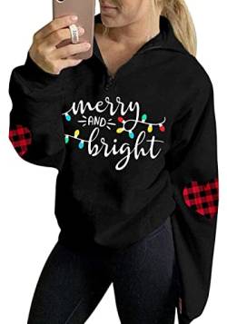 For G and PL Weihnachten Damen Hoodie Kapuzen Schwarz Druck Weihnachtspulli Sweatshirt Pullover Party M von For G and PL