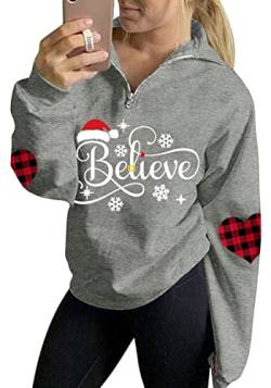 For G and PL Weihnachten Damen Hoodie Weihnachtspulli Sweatshirt Kapuzen Festlich Party Druck Pullover L von For G and PL