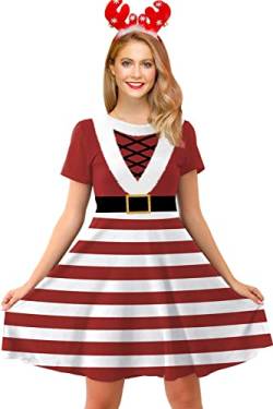 For G and PL Weihnachten Damen Kleider Midi Weich Kleid Lustig Druck Schneemann XL von For G and PL