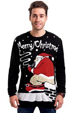 For G and PL Weihnachten Herren Weich Pullover Christmas Party Ugly Sweater Langarm Strickpullover Santa L von For G and PL
