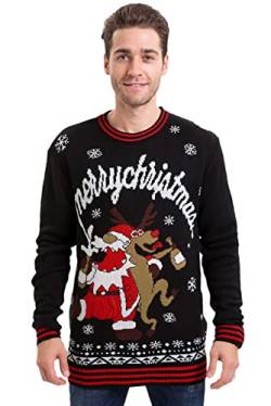 For G and PL Weihnachten Herren Weihnachtspullover Langarm Ugly Christmas Sweater Strickpullover Elch L von For G and PL