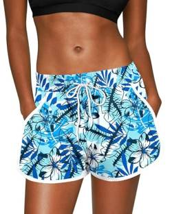 For G and PL Women Hawaiian Badehose Casual Mit Passform Und Druck Boardhose Hellblau XL von For G and PL