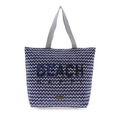 FOR TIME Women's Beach Summer Bag Strandtasche Shopper Damen, Blau von For Time