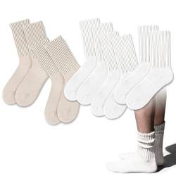 Damen Crew Socken Retro Slouch Socken für Frauen Soild Casual Gerippte Crew Socken 5 Stück, Beige / Weiß, Einheitsgröße von ForBaysy
