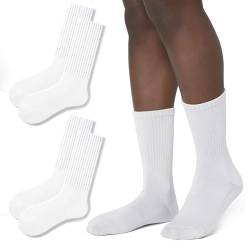 ForBaysy Crew-Socken für Damen, Retro-Socken, lässig, gerippt, 5 Stück, Weiß-2er-Pack, Einheitsgröße von ForBaysy