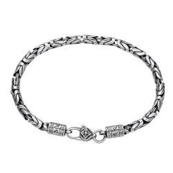 ForFox 4mm königskette Armband 925 Sterling Silber byzantinisches Armband gliederarmband mit Vajra dorje Verschluss für Herren und Jungen 20cm von ForFox