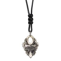 925 Sterling Silber Ägyptische Ankh Kreuz Halskette Auge des Horus Anhänger Halskette für Herren Damen Schwarze Kordel von ForFox