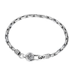 ForFox 3.5mm gliederarmband 925 Sterling Silber kettenarmband mit Vajra dorje Verschluss für Herren Damen 20cm von ForFox