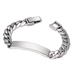 ForFox Echt 925 Sterling Silber Panzerkette Armband Gliederkette Silberarmband für Herren Damen 9mm 20 cm von ForFox