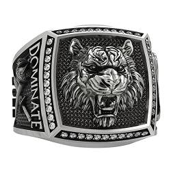 ForFox Echt 925 Sterling Silber Tiger Ring mit Zirkonia Tier Schmuck für Herren Damen Offen und Verstellbar von ForFox
