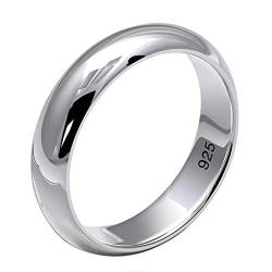 ForFox Massiv Echt 925 Sterling Silber Ehering Bandring Ring für Herren Damen 4.5mm Größe 55 von ForFox