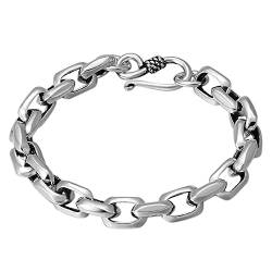 ForFox Massiver Echt 925 Sterling Silber Armband Gliederkettenarmband Kettenarmband mit Gliedern für Herren 8mm 18cm von ForFox