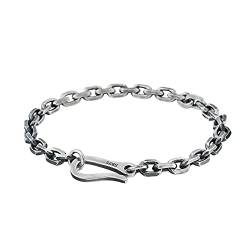 ForFox Schwarzer Echt 925 Sterling Silber Ankerkette Armband für Herren Damen 5mm 18cm von ForFox