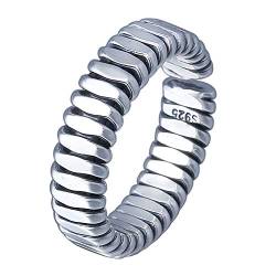 ForFox Vintage Echt 925 Sterling Silber Geflochtener Ring Spiralring für Herren Damen Offen und Verstellbar von ForFox