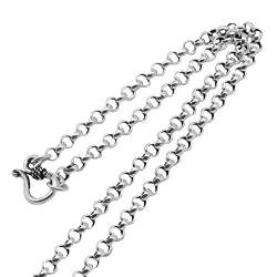 ForFox Vintage Echt 925 Sterling Silber Rolokette Halskette Gliederkette Rolo Belcher Kette ohne Anhänger für Herren Damen 4mm 50cm von ForFox