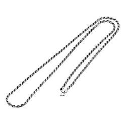 ForFox Vintage Schwarz 925 Sterling Silber Kordelkette Seilkette Halskette Kette ohne Anhänger für Herren Damen 2mm 45cm von ForFox