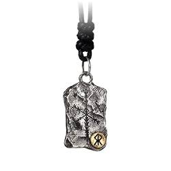 ForFox Wikinger 925 Sterling Silber Binden Runes Mut Vegvisir Kompass Anhänger Halskette mit Hammer Textur für Herren Damen,Wachsseil von ForFox