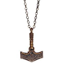 ForFox Wikinger Thors Hammer Mjölnir Halskette für Herren Damen Zweifarbig 925 Sterling Silber Amulett Schutz Anhänger mit Vegvisir Kompass Nordischer Schmuck 60cm Kette von ForFox