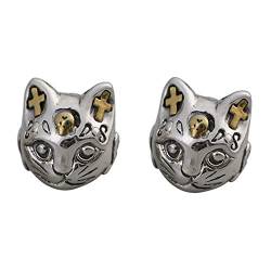 Vintage 925 Sterling Silber Katzen Ohrstecker Ohrringe Schmuck für Damen von ForFox