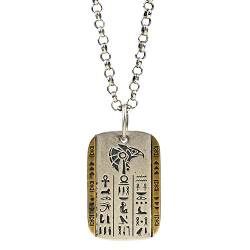 Zweifarbig Vintage 925 Sterling Silber ägyptische Gott Horus Halskette Kette mit Falcon Kopf Anhänger Graviert Hieroglyphen für Herren Damen 60cm Rolokette von ForFox