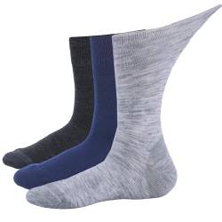 Forcool Diabetikersocken aus Merinowolle, nicht bindend, lockeres Oberteil, gepolsterte Sohle, Diabetikersocken für Männer und Frauen, M/L/XL, 1/3 Paar, 3 Grau/Marineblau/Dunkelgrau, X-Large von Forcool