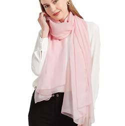 Forever Angel Luxus Damen Georgette Seidentuch 100% Seiden-schals Stola Halstücher Rosa Maße 78.7" x 53" / 200cm x 135cm von Forever Angel-Schals