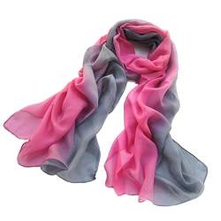 Langer Schal aus 100% Seiden-Chiffon von Forever Angel Gr. One size, Deep Pink/Gray von Forever Angel-Schals