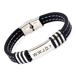 ForeverWill Edelstahl Silikon was würde Jesus tun WWJD Armband für Frauen Männer Inspirational W.W.J.D.? Armband Erinnerungsgeschenk für Ihn Sie von ForeverWill