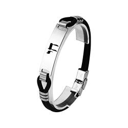 ForeverWill Hebräischer Buchstabe Chai Symbol des Lebens Schichtes Silikon Armband mit Edelstahlschnalle Jüdische religiöse Armreif Judaica Schmuck für Männer Frauen, 8,26'' von ForeverWill