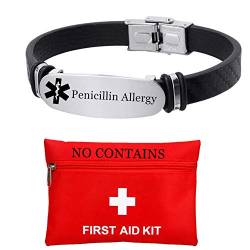 ForeverWill Kostenlose Gravierte Medizinischer Alarm Allergie Bewusstsein Armband für Notfall Nahrungsmittelallergisch Silikon Armreif für Frauen Männer Identifikation Schmuck von ForeverWill