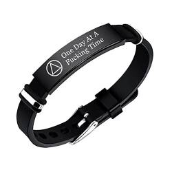 ForeverWill Personalisierter Nüchternheits Schmuck Name Datum Graviert AA NA Alkoholiker Anonyme Sucht Wiederherstellende Silikon Armband Armreif Inspirative Erholung Geschenke, Einstellbar von ForeverWill