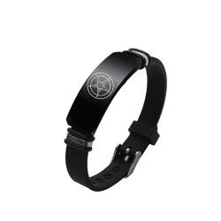 ForeverWill Satan Invertiertes Pentagramm Baphomet Ziege Armband Edelstahl Silikon Satanisches Symbol Armreif Eleganter Apotropäischer Dämon Böser Schmuck für Männer Frauen von ForeverWill