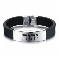 ForeverWill YHWH Tetragrammaton Symbol Hebräisches Wort Silikon Armband Jüdische Namen Gottes Armreif Israeal Biblische Jehova Armbander, 8,66 Zoll von ForeverWill