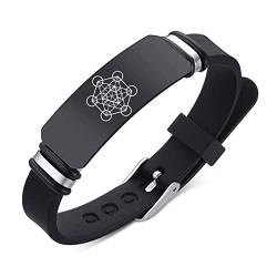 Metatrons Würfel Armband für Männer Frauen, Verstellbar Erzengel Siegel Heilige Geometrie Hexagramm Silikon Armreif, Die Geheimnisse des Gartens der Kabbalisten Solomon Schmuck zum Schutz von ForeverWill