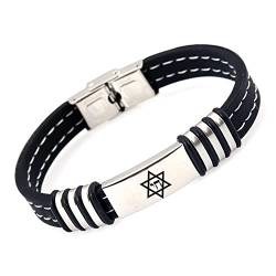 Mogen Stern von David & Chai Hebräisches Leben Symbolische Linien Silikon Armband Armreif für Männer Frauen, Religiöses Judaika Christliches Amulett Schmuck für Jüdische Israelis, 8,26 Zoll von ForeverWill