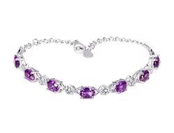 Forfamilyltd Oval-Schnitt-Classic & Graceful Midnight Romance Amethyst Lila CZ Tennis-Armband für Frauen 18cm + 3cm Extender von Forfamilyltd