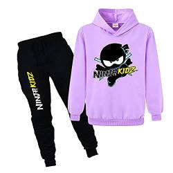 Forlcool Kidz Jungen Kapuzenpullover Anzug Mädchen Casual Sport Hoodie und Hose, violett, 134 9-10 Jahre von Forlcool