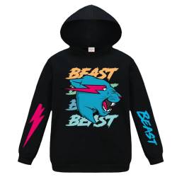 Forlcool Mr Beast Merch Pullover Hoodie für Jungen und Mädchen Tops Pullover, Schwarz, 152, 12 Jahre von Forlcool