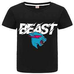 Forlcool Mr Beast Merch T-Shirts YouTube Gamer T-Shirt für Kinder 100% Baumwolle, Schwarz , 11-12 Jahre von Forlcool